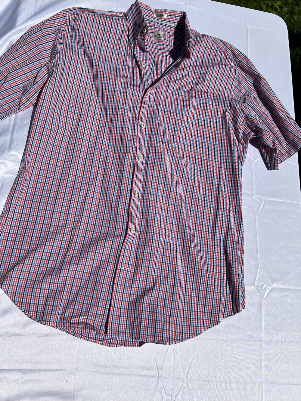 Peter Millar Men’s Red and Blue Checked Button-Down Shirt - Picture 2 of 8